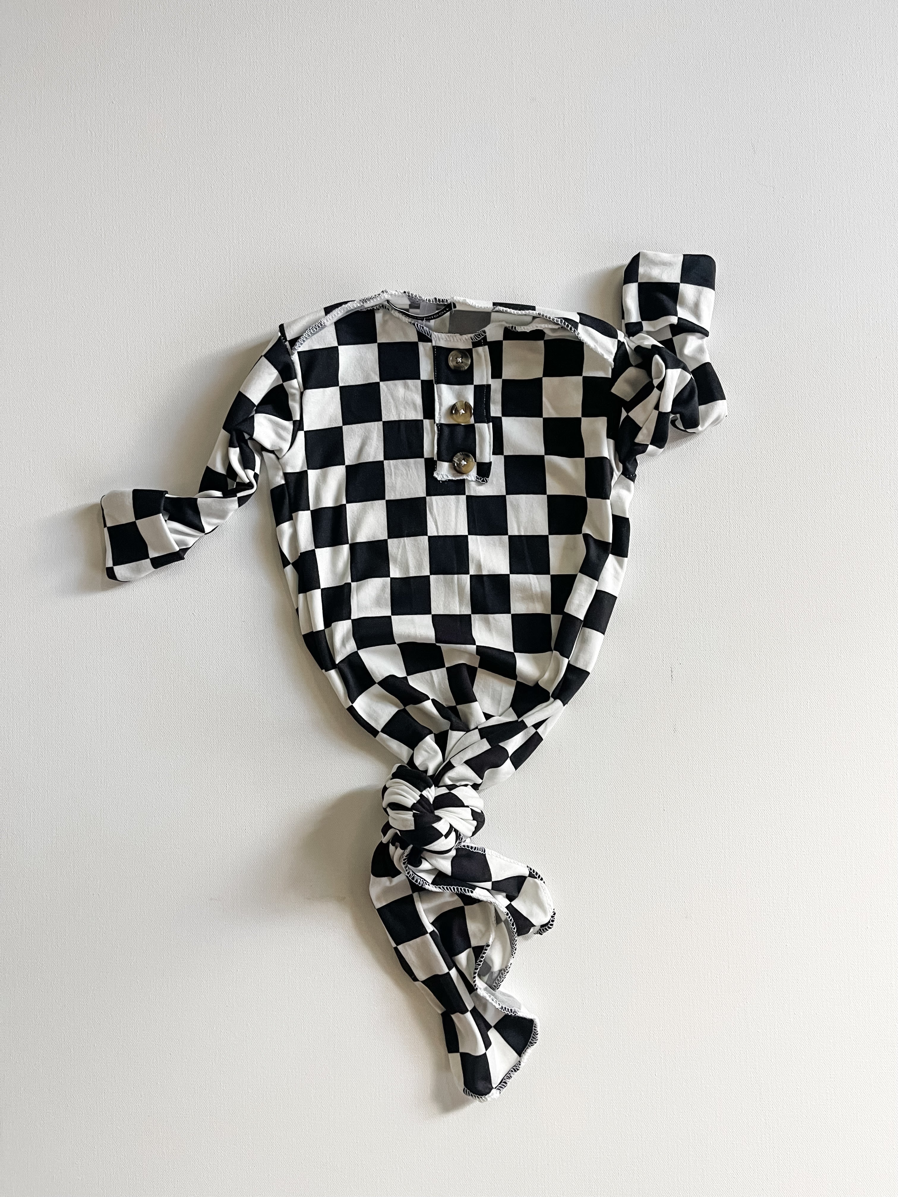 Black and white checkered knotted gown