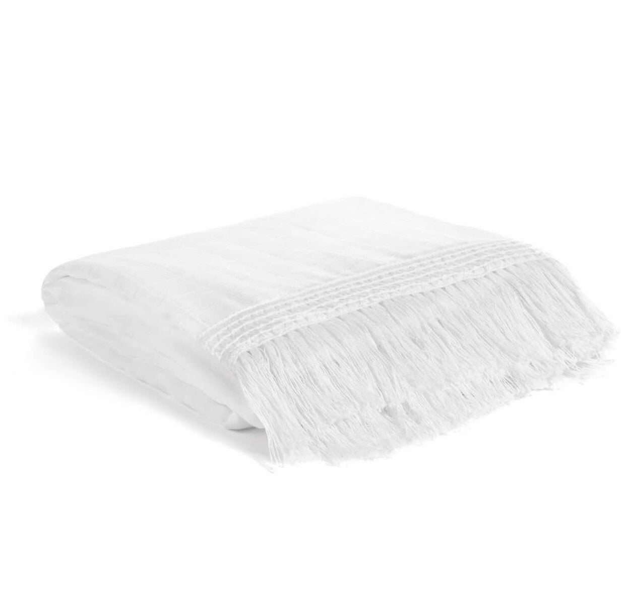 Organic Muslin Swaddle | White Fringe